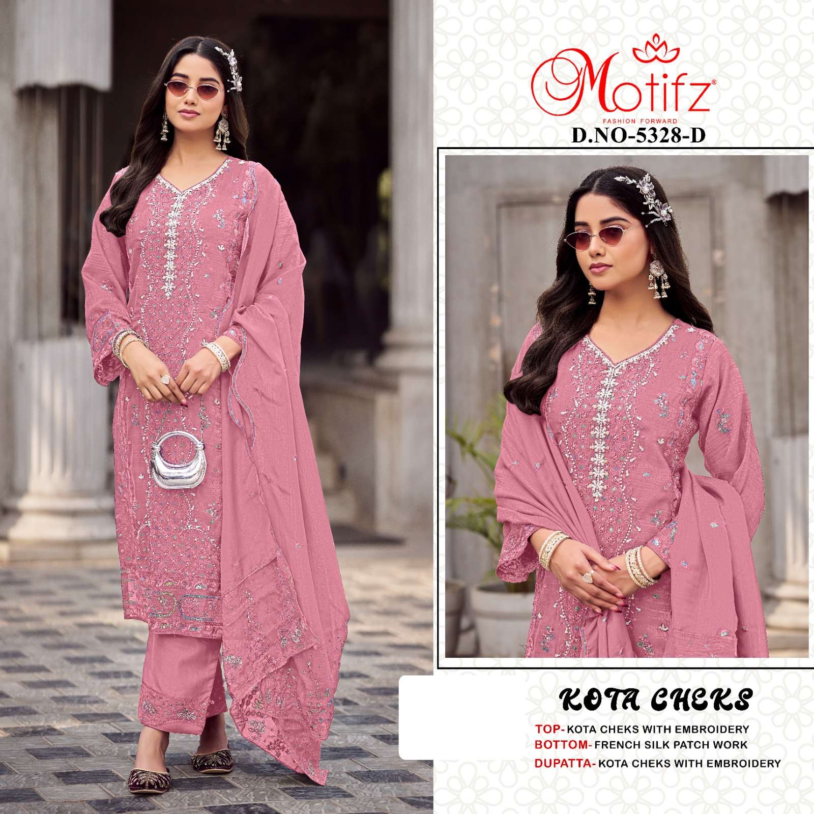 MOTIFZ 5328 KOTA CHEKS KHATLI WORK SALWAR SUIT HEAVY TYPE CELEBRATION RESELLER